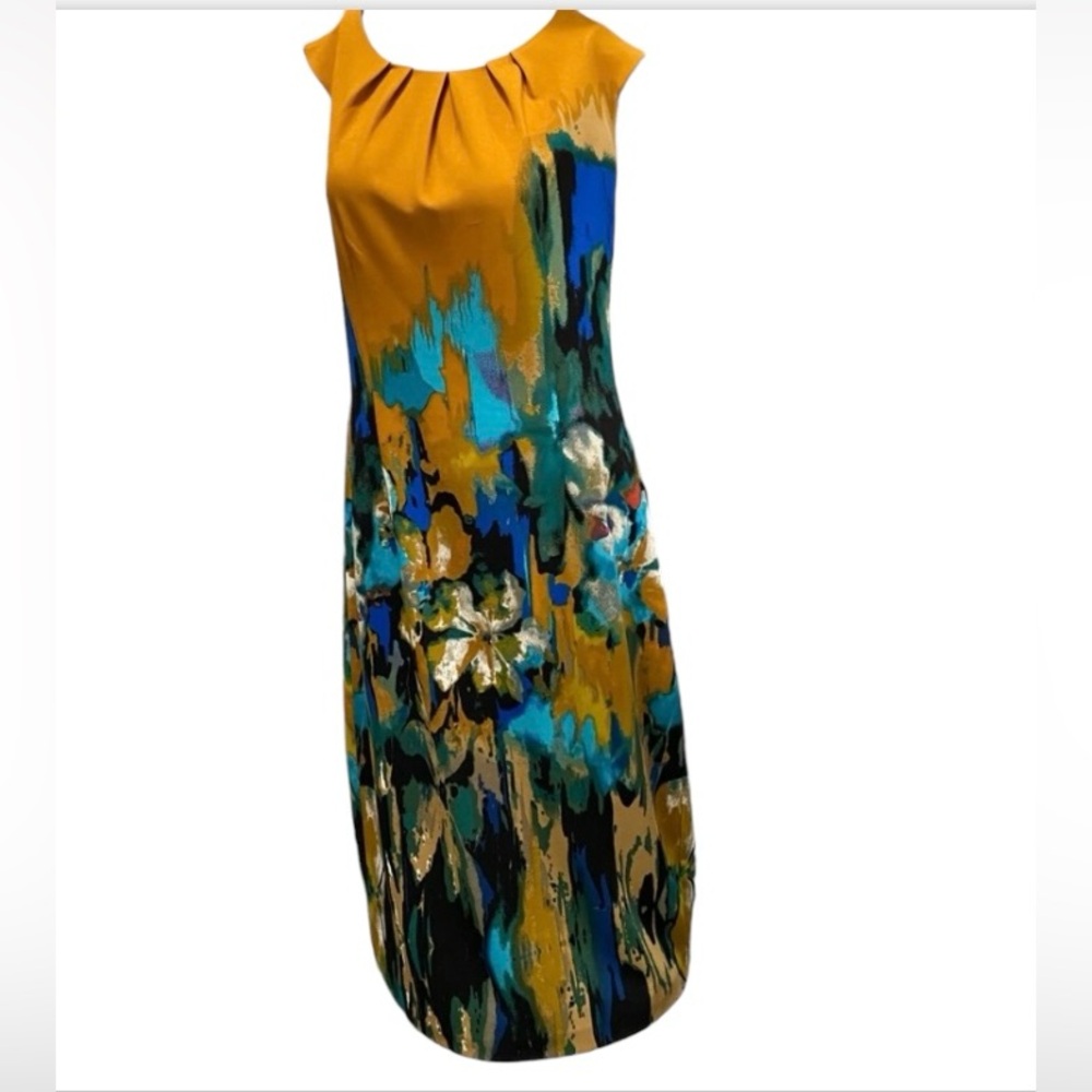 Jewel Tones Watercolor ILE Sleeveless Career Colorful Sz 8